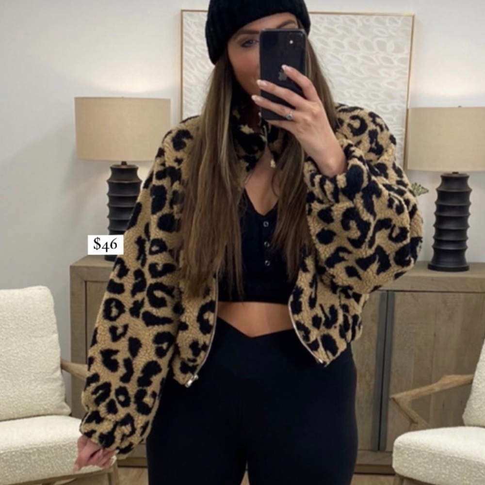 Leopard Bomber Teddy Jacket